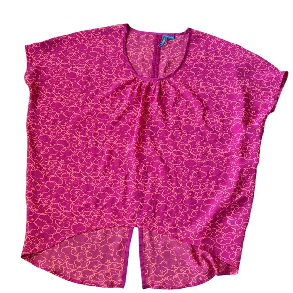 L’ Amour Nanette Lepore Poncho Top Whimsical Clouds Stars Size S